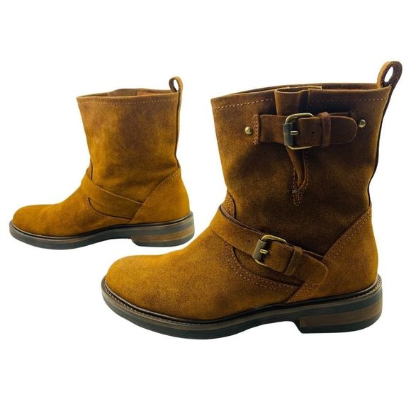 J. Crew Shoes - J.Crew Women’s Size 6.5 Brown Warm Chestnut Suede Biker Boots B0378 Engineer